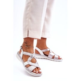 Ženske kožne sandale S.Barski 97619 Srebro 2