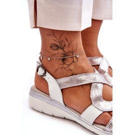 Ženske kožne sandale S.Barski 97619 Srebro 5