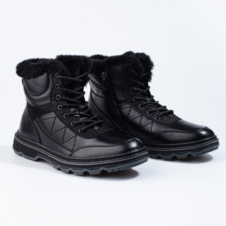 SHELOVET Muške zimske čizme izolirane krznom crno 1
