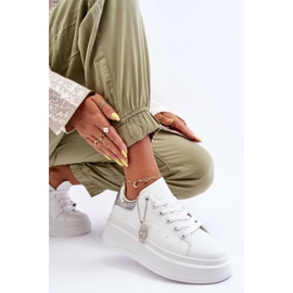 PS1 Ženske sportske cipele na masivnoj platformi Bijelo-srebrne Mariell bijela 2