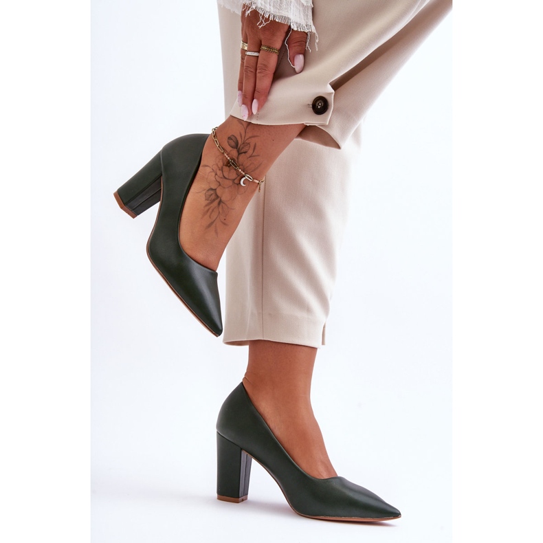 Klasične cipele na visoku petu tamnozelene Odessa zelena 1