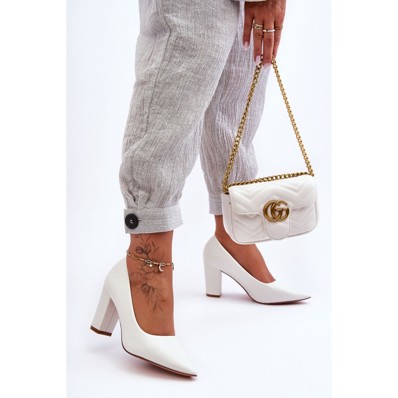 Klasične Odessa bijele cipele na visoku petu bijela 1