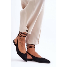 PG1 Ženske balerinke na vezanje od brušene kože crne Lilly Ann crno 1