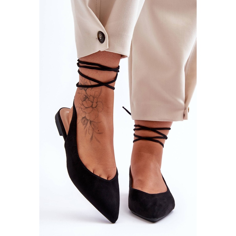 PG1 Ženske balerinke na vezanje od brušene kože crne Lilly Ann crna 2