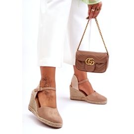 Suede Bež sandale na klin 6