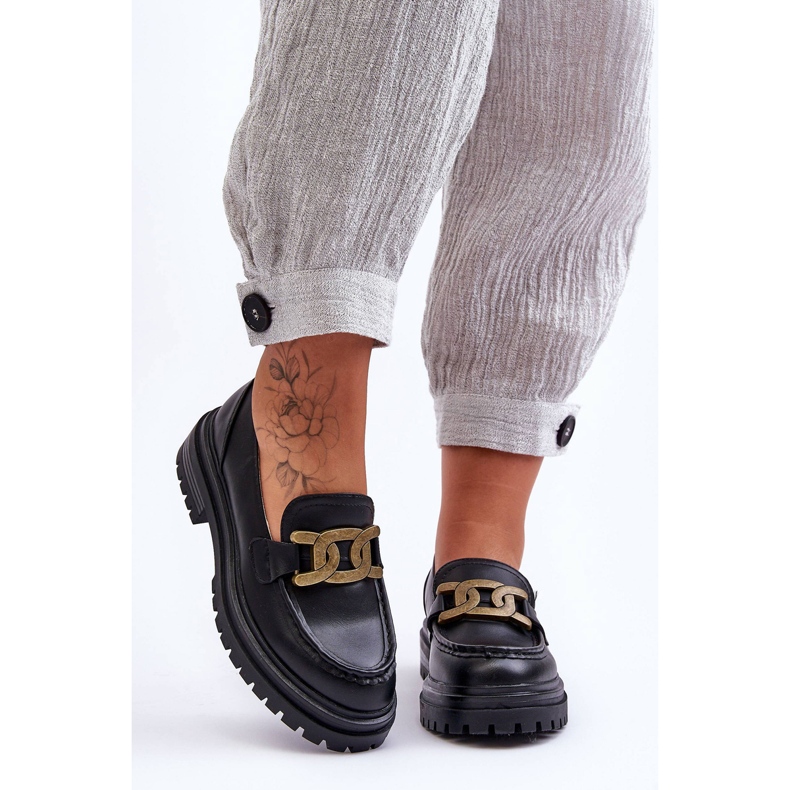 PG1 Ženske mokasine s platformom i ukrasom crne Ameg crna 1