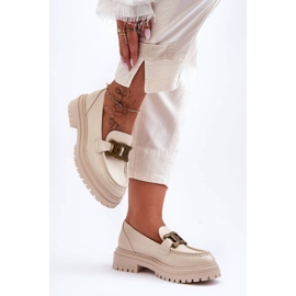 PG1 Ženske mokasine na platformu s ukrasom Bež Ameg 1