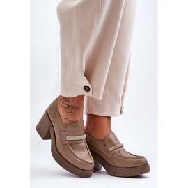 Lemar Kožne broge na petu s ukrasom tamno bež Gelanor 1