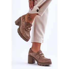 Lemar Tamno bež Harmell elegantne cipele na stupu sa zlatnim ornamentom 1