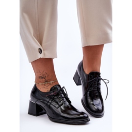 Laura Messi Ženske kožne lakirane visoke potpetice crne Keria crno 1