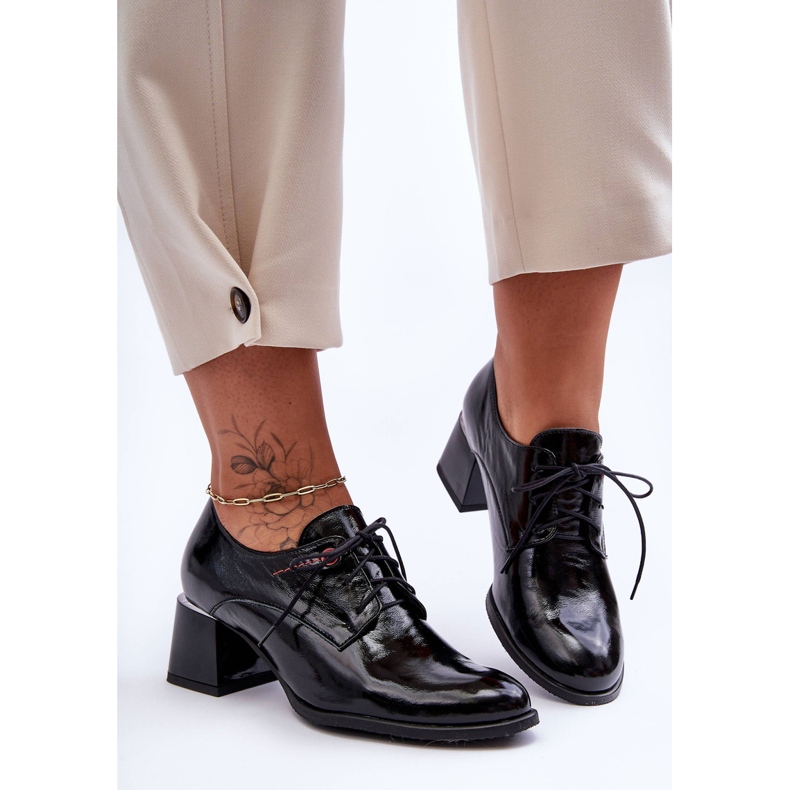 Laura Messi Ženske kožne lakirane visoke potpetice crne Keria crna 1