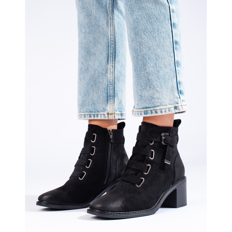 Ženske crne gležnjače na visoku petu crno 1