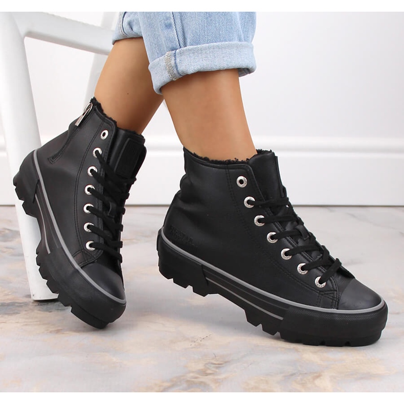 Izolirane tenisice na platformu crne Big Star MM274039 crno 1