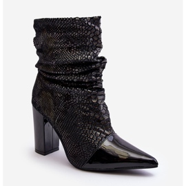 Naborane zmijske čizme na visoku petu crne Casima crna 1