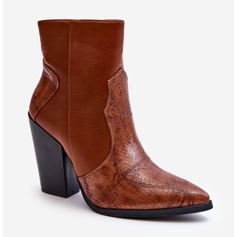 Ženske kožne kaubojske čizme smeđe Fiorene smeđa 1