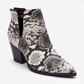 Ženske izrezane čizme sa zmijom, crno-bijele Caderina 1