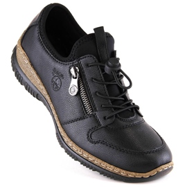 Ženske crne kožne natikače Rieker N32G0-00 crno 1