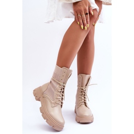 Ženske radne čizme na vezanje Bež Marlissa 1