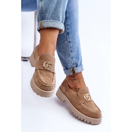 Laura Messi Ženske cipele od brušene kože s bež ukrasom u obliku slapova ruže 1