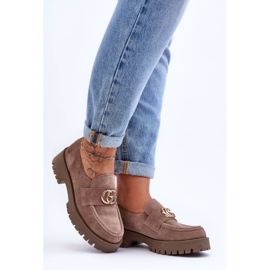 Laura Messi Ženske cipele od brušene kože s ukrasom tamno bež slapova 1