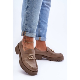 Laura Messi Ženske kožne cipele s ukrasom tamno bež slapova 1