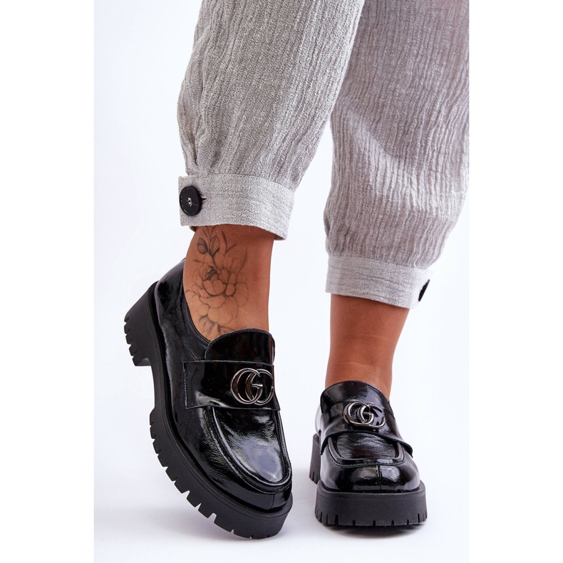 Laura Messi Ženske kožne cipele s ukrasom Black Rosefalls crna 1