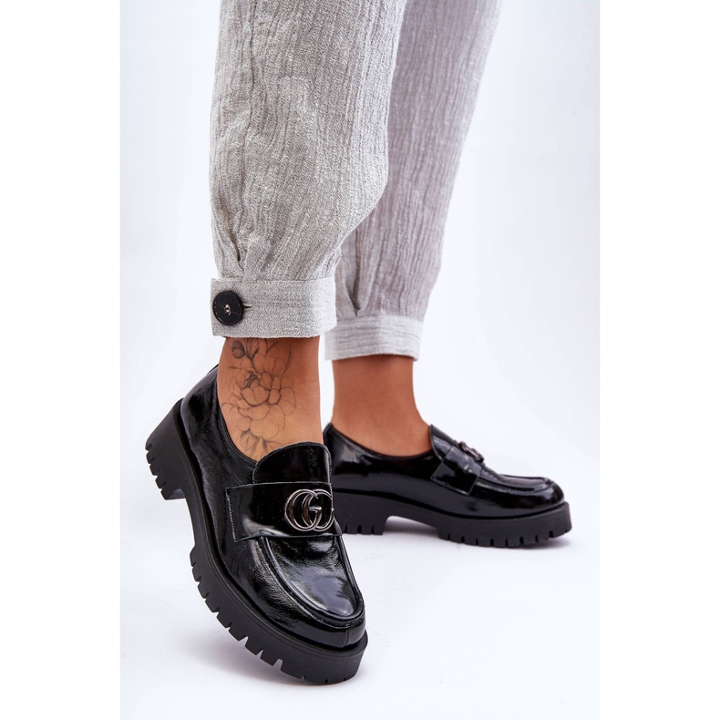 Laura Messi Ženske kožne cipele s ukrasom Black Rosefalls crno 2