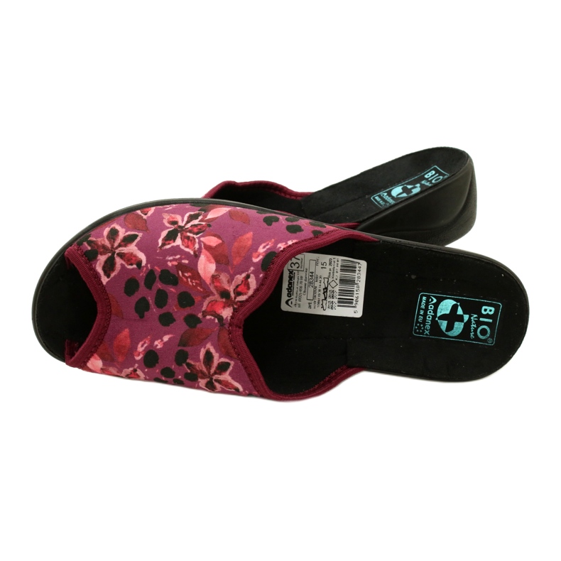 Ženske papuče od velura Adanex 28344 Kestenjaste s cvijećem crna 5