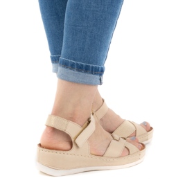 WASAK Udobne ženske kožne sandale 0473W bež 1