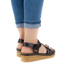 WASAK Udobne ženske kožne sandale 0658W crne crno 1