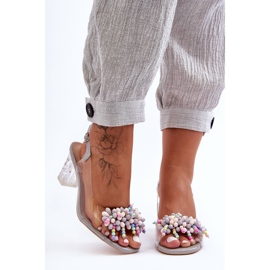 Ukrašene moderne sandale na petu sive S.Barski MR1037-23 siva 1