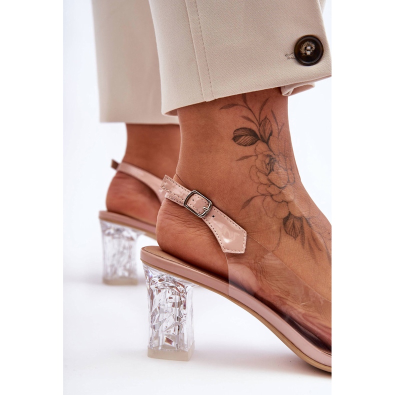 Ukrašene moderne ružičaste sandale na petu S.Barski MR1037-23 ružičasta 2