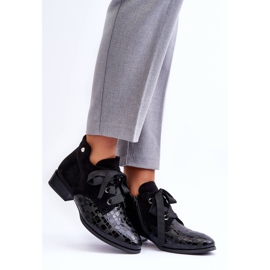 PD1 Ženske ravne potpetice s crnim meronijem na vezanje crno 1