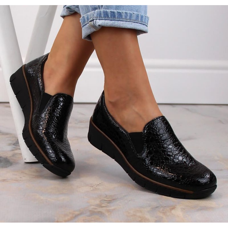 Udobne Rieker cipele W RKR166C krokodil crne crna 1