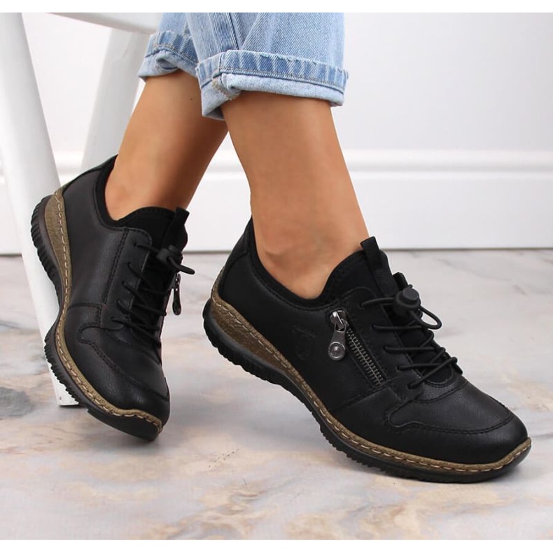 Kožne natikače Rieker W RKR609 crne crna 1