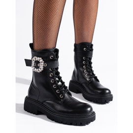 Ženske radnice Shelovet s kristalnom kopčom crna 1