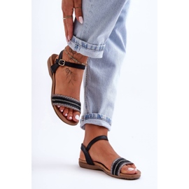 Ženske klasične ravne sandale crne S.Barski 6708 crna 1