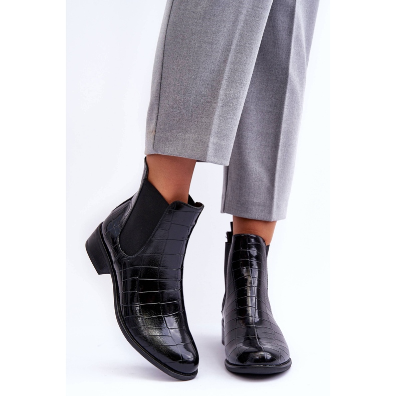 Kožne čizme Chelsea čizme životinjski uzorak Crna Daina 2