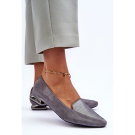 PD1 Ravne balerinke od brušene kože Sivi loks siva 1