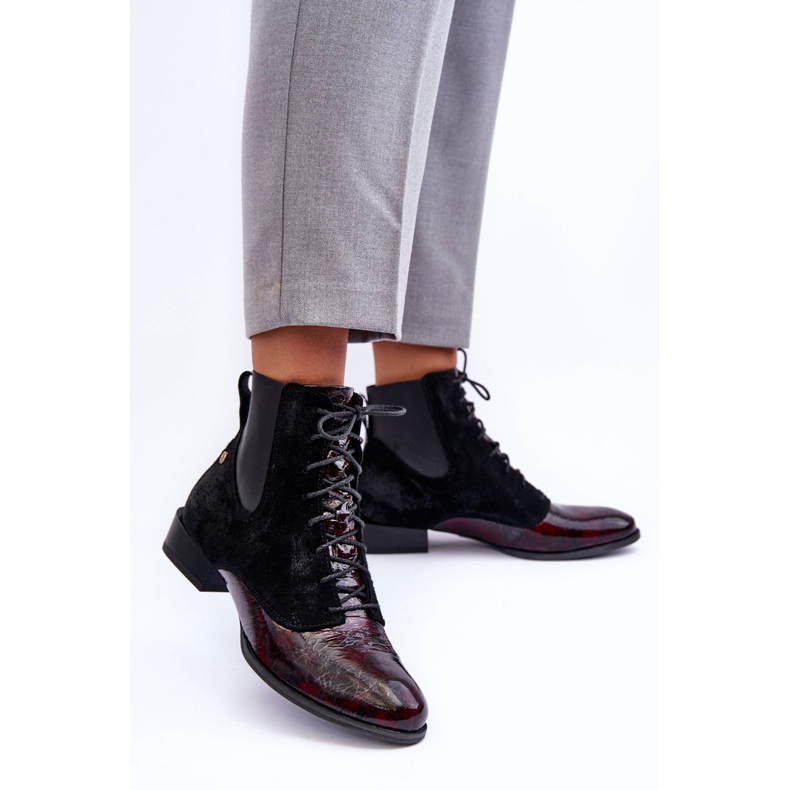 Maciejka kožne čizme s ravnom petom 06200-08 crne crno 2