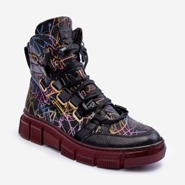 Kožne ravne čizme na vezanje Maciejka 06158-01 crne crna 1