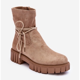 Ženske gležnjače od brušene kože bež Lineanor 1