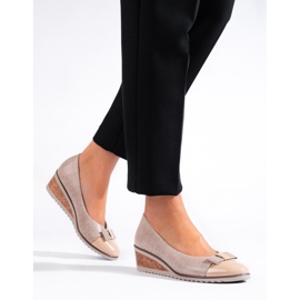 W. Potocki Ženske bež salonke Potocki s niskim klinom 1