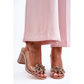 Ukrašene elegantne sandale prozirno ružičasto zlato S.Barski MR1037-18 ružičasta 1