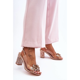 Ukrašene elegantne sandale prozirno ružičasto zlato S.Barski MR1037-18 ružičasta 2