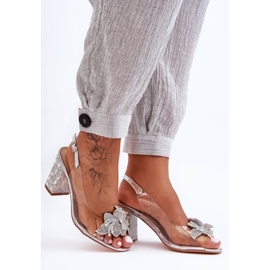 Ukrašene elegantne sandale prozirno srebrne S.Barski MR1037-18 srebro 1