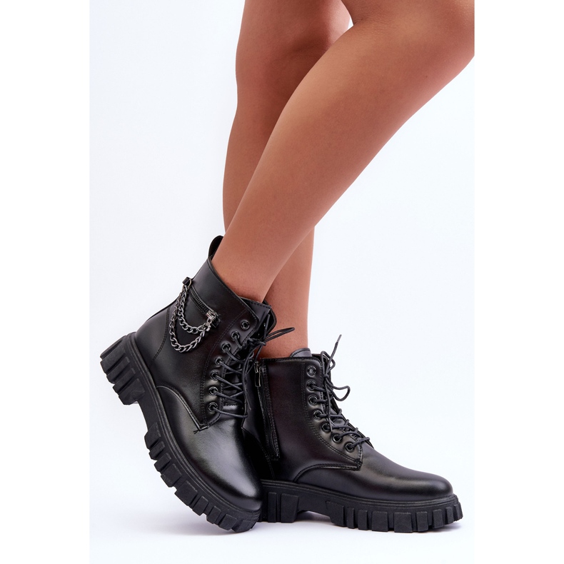 Elegantne radne čizme na crnoj Amro platformi crna 2