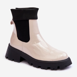 Ženske lakirane Jodhpur čizme bež Pavo 1