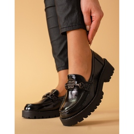 Ženske lakirane mokasine na debelom Shelovet potplatu crne boje crna 2