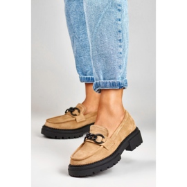 La.Fi Bež natikače na platformi od antilopa 2